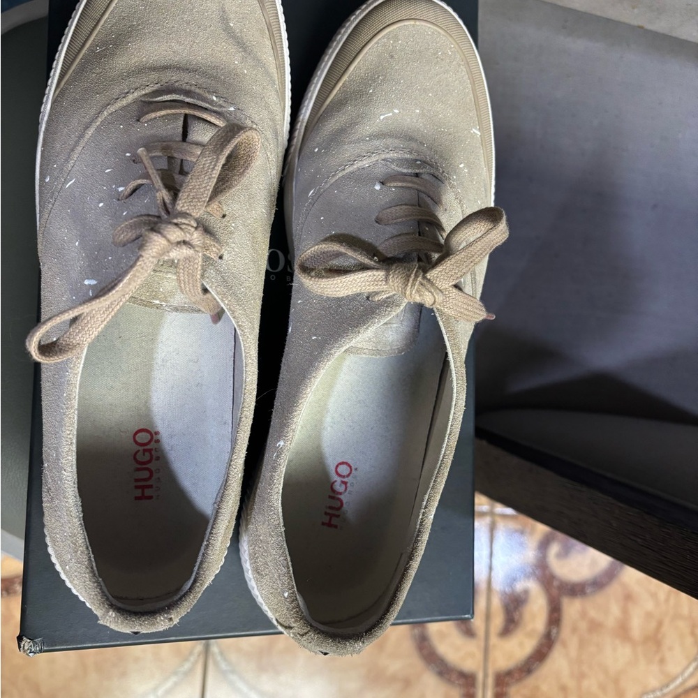 Hugo Boss Tan Sneakers Comfortable Suede Slip-On